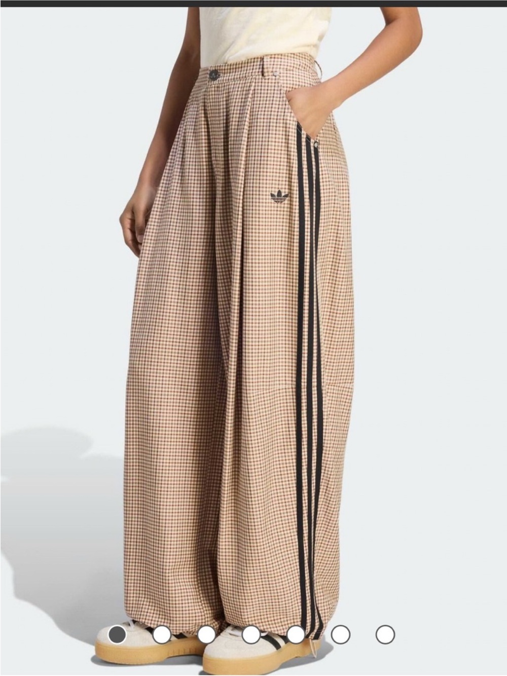 adidas Originals Checks Trouser Loose Pants Large NWT crystal linen aurora Pleat